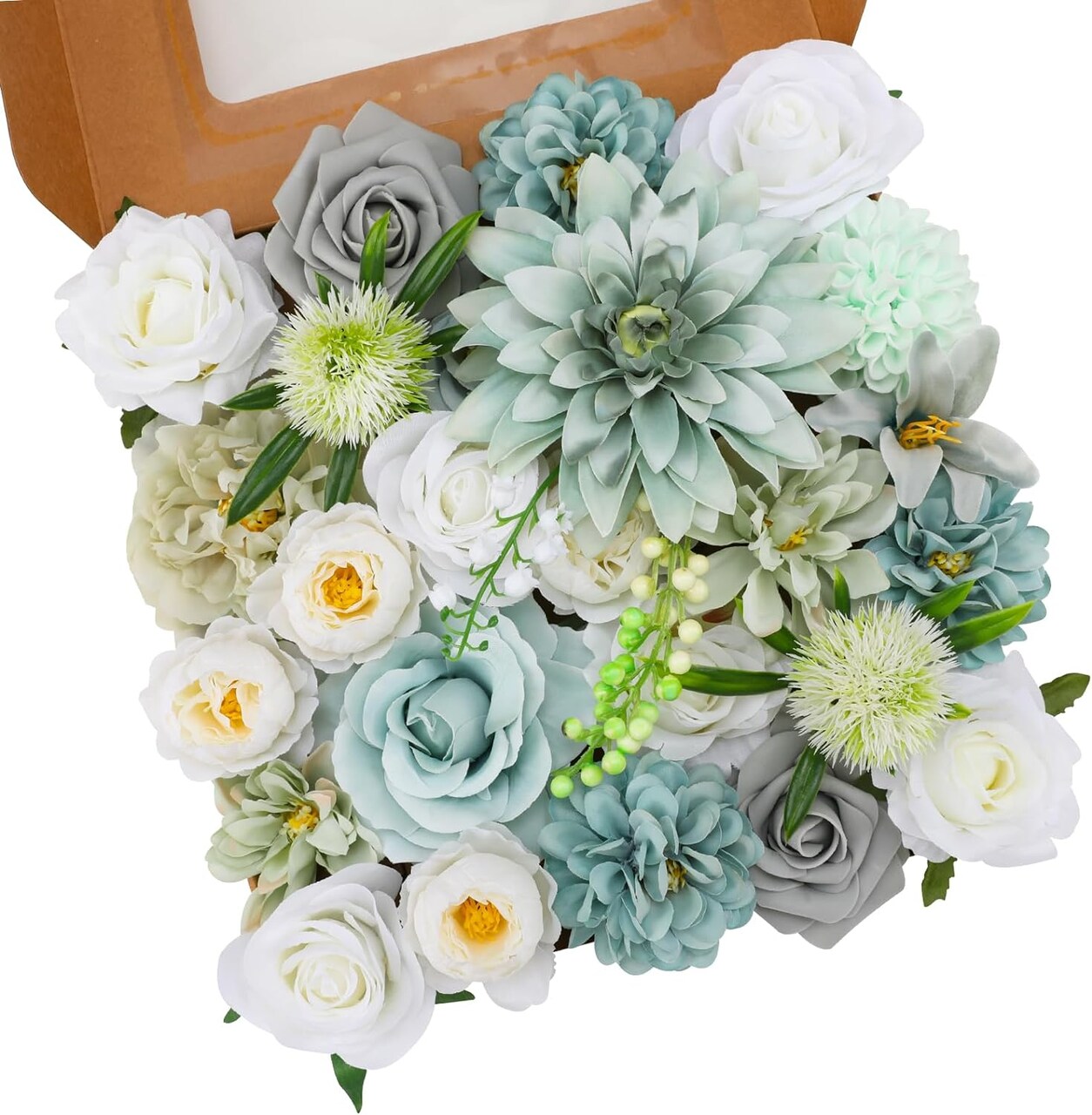 Teal Blue Silk Flower Combo for DIY Weddings, Baby Showers, and Home Decor